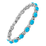Bracelet magnétique JEROOT en turquoise, premier plan, look élégant et unique.
