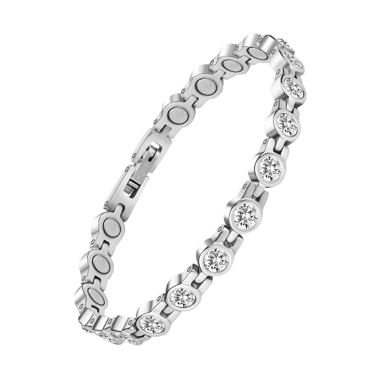 Bracelet magnétique JEROOT ultra-puissance en inox hypoallergénique, confort quotidien.