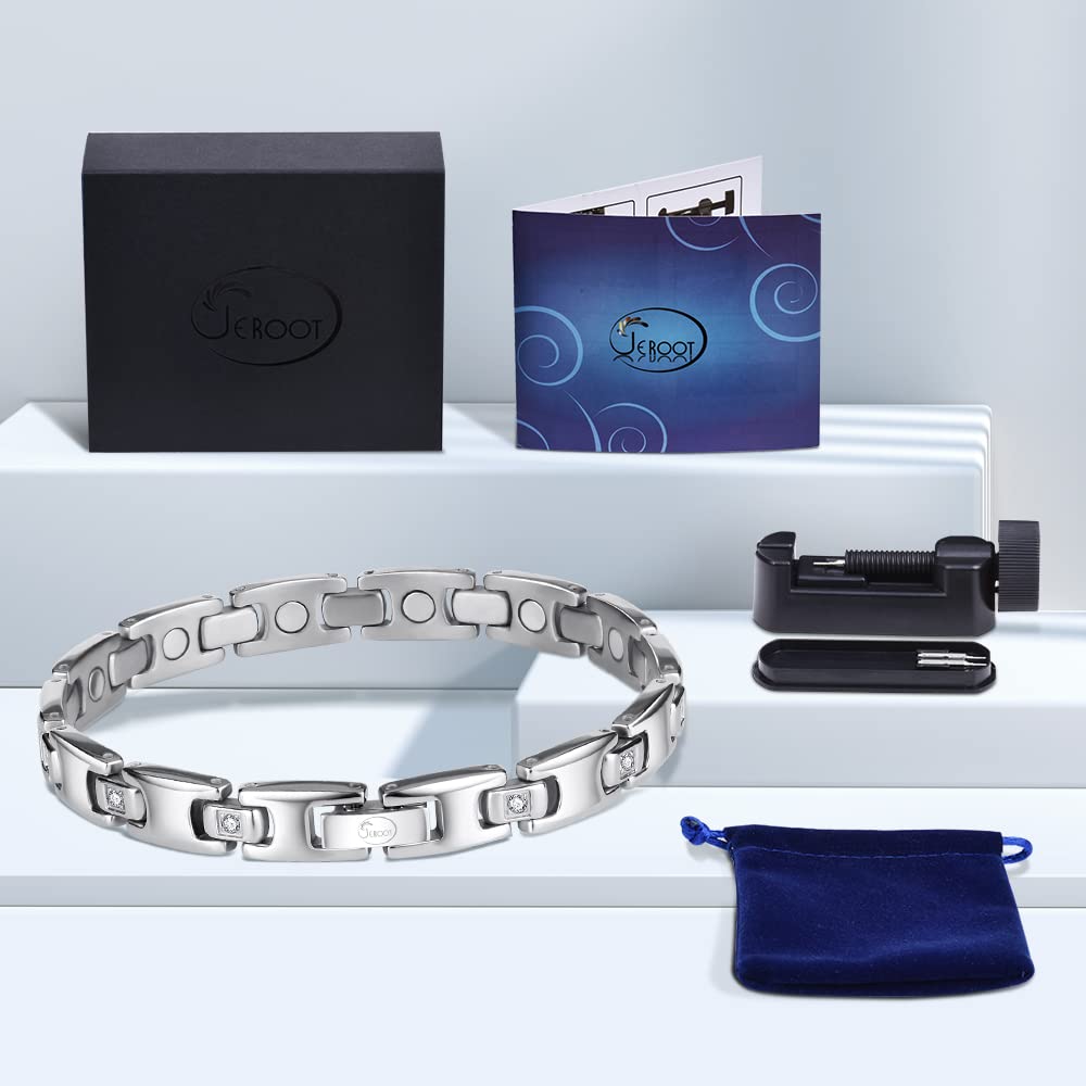 Cadeau parfait: bracelet magnétique JEROOT en titane pour femme.