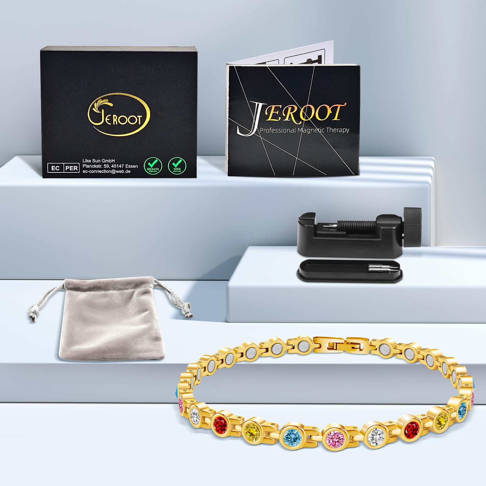 JEROOT cheville magnétique en titane, porté au quotidien pour un look chic.