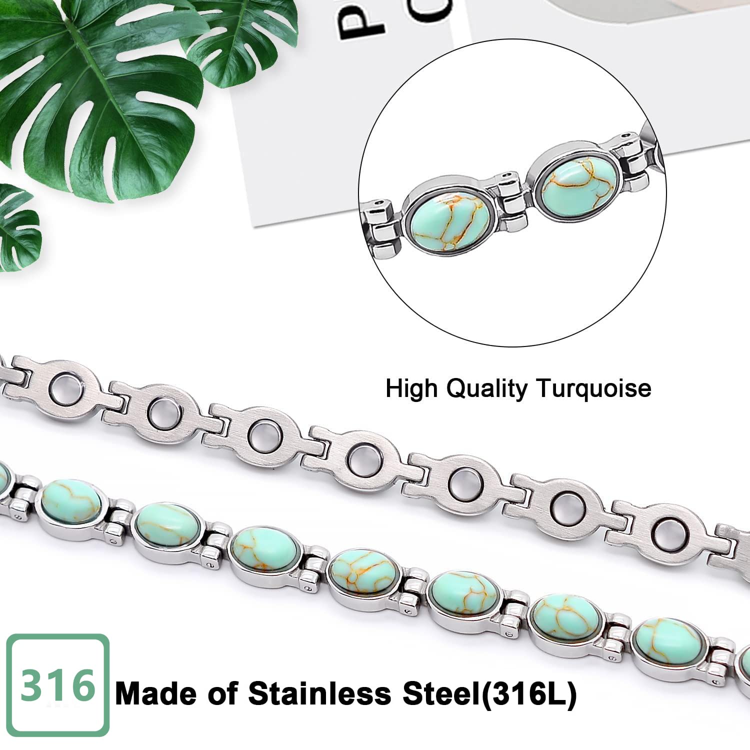 Détail turquoise unique sur le bracelet JEROOT.