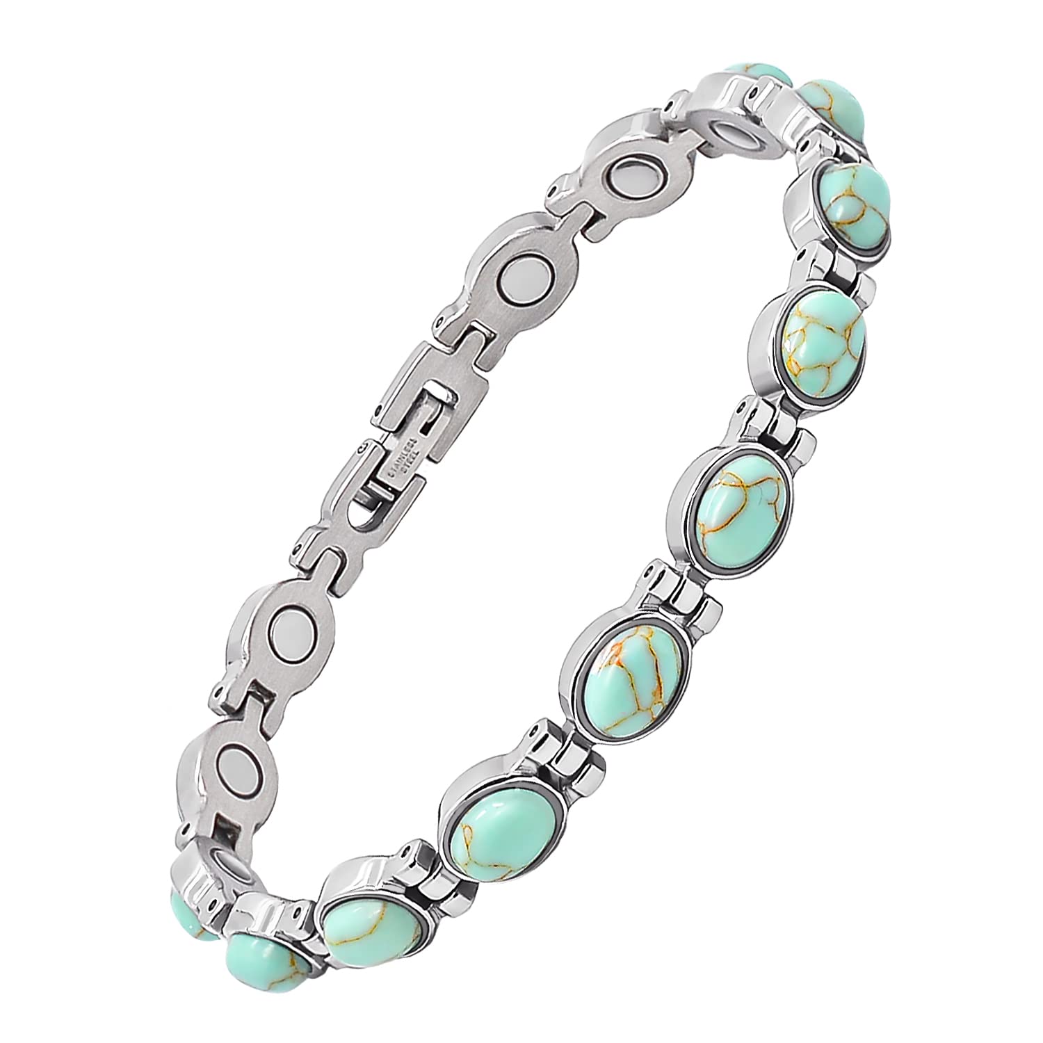 Bracelet JEROOT ultra-force avec turquoises pour un look élégant et durable.