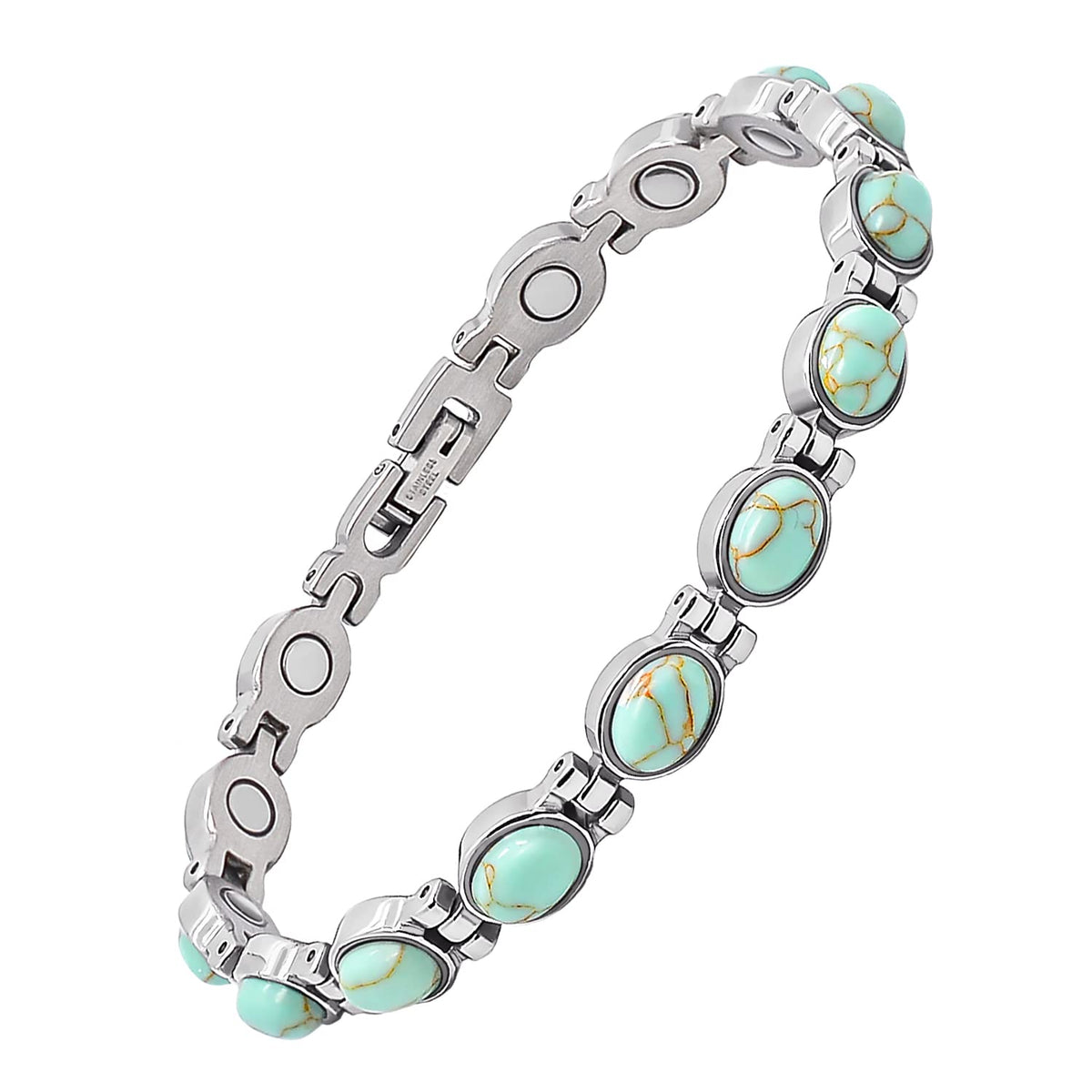 Bracelet JEROOT ultra-force avec turquoises pour un look élégant et durable.