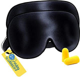 Jersey Slumber - masque yeux en soie noire 2-pack, enveloppe légère pour nuits sans lumière.