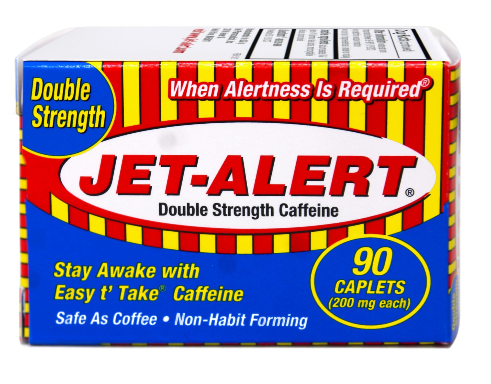 Jet-Alert caplets en bouteille pour une vigilance rapide au travail.