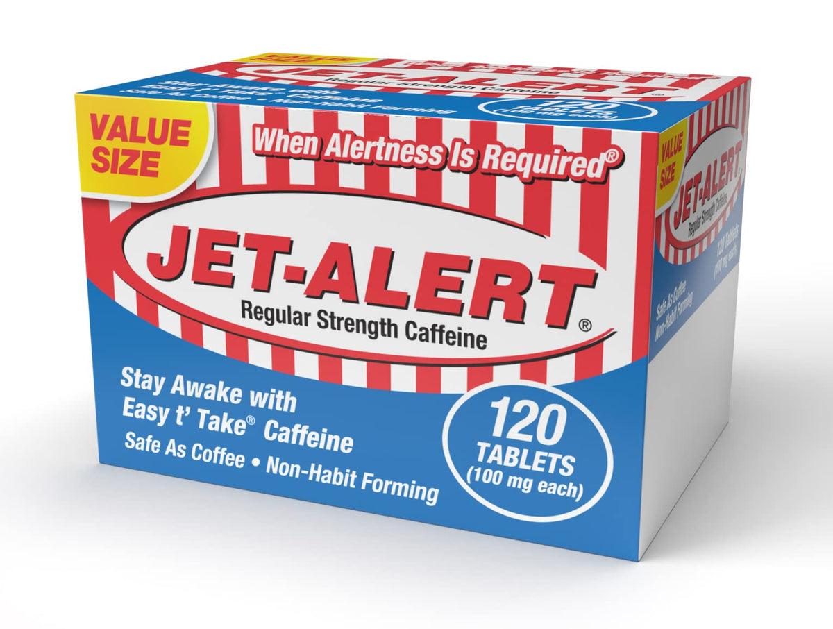 Jet-Alert comprimés caféine 100 mg – prise rapide pour rester éveillé.