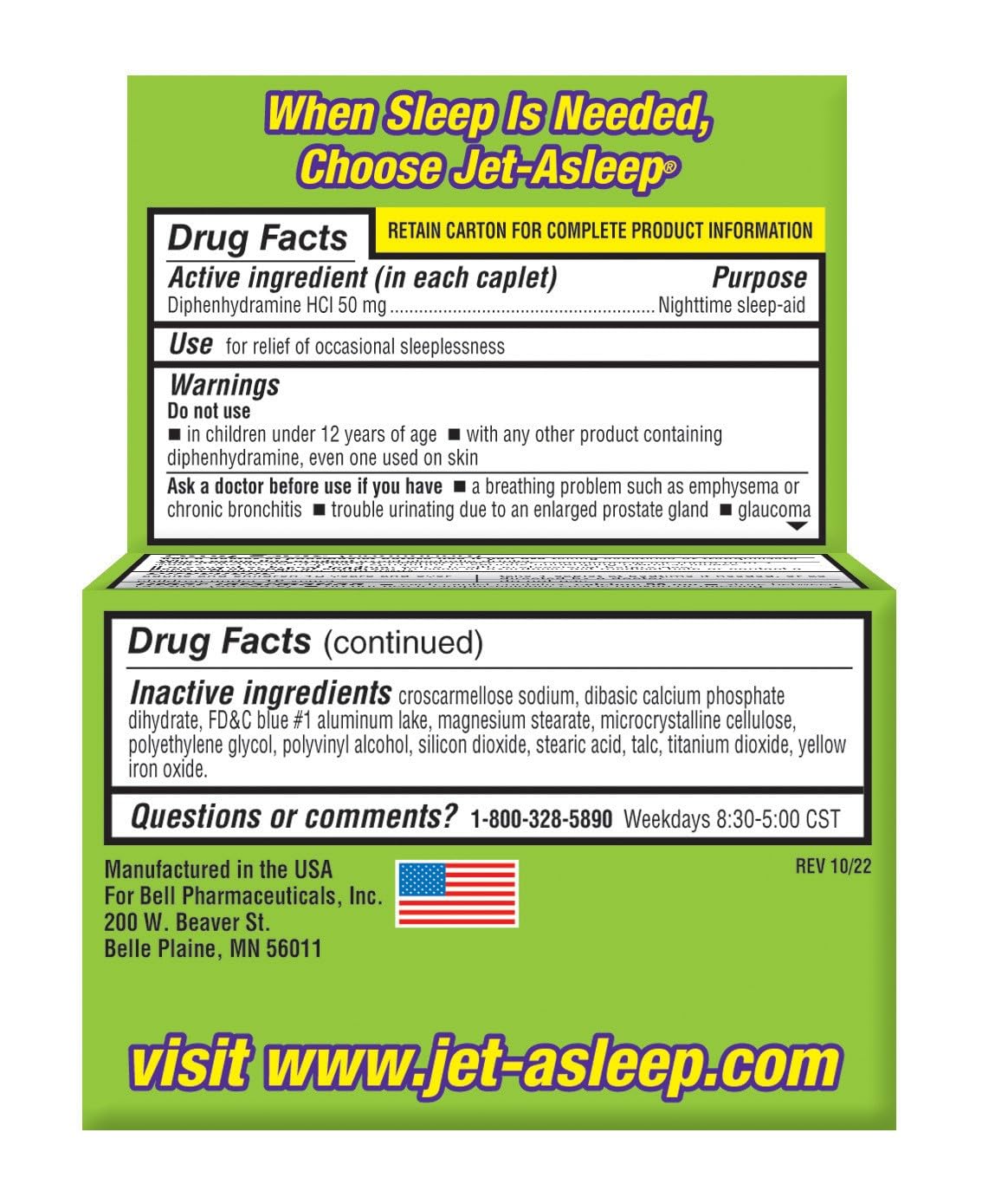 Jet-Asleep boîte vue d'ensemble, aide au sommeil occasionnel.
