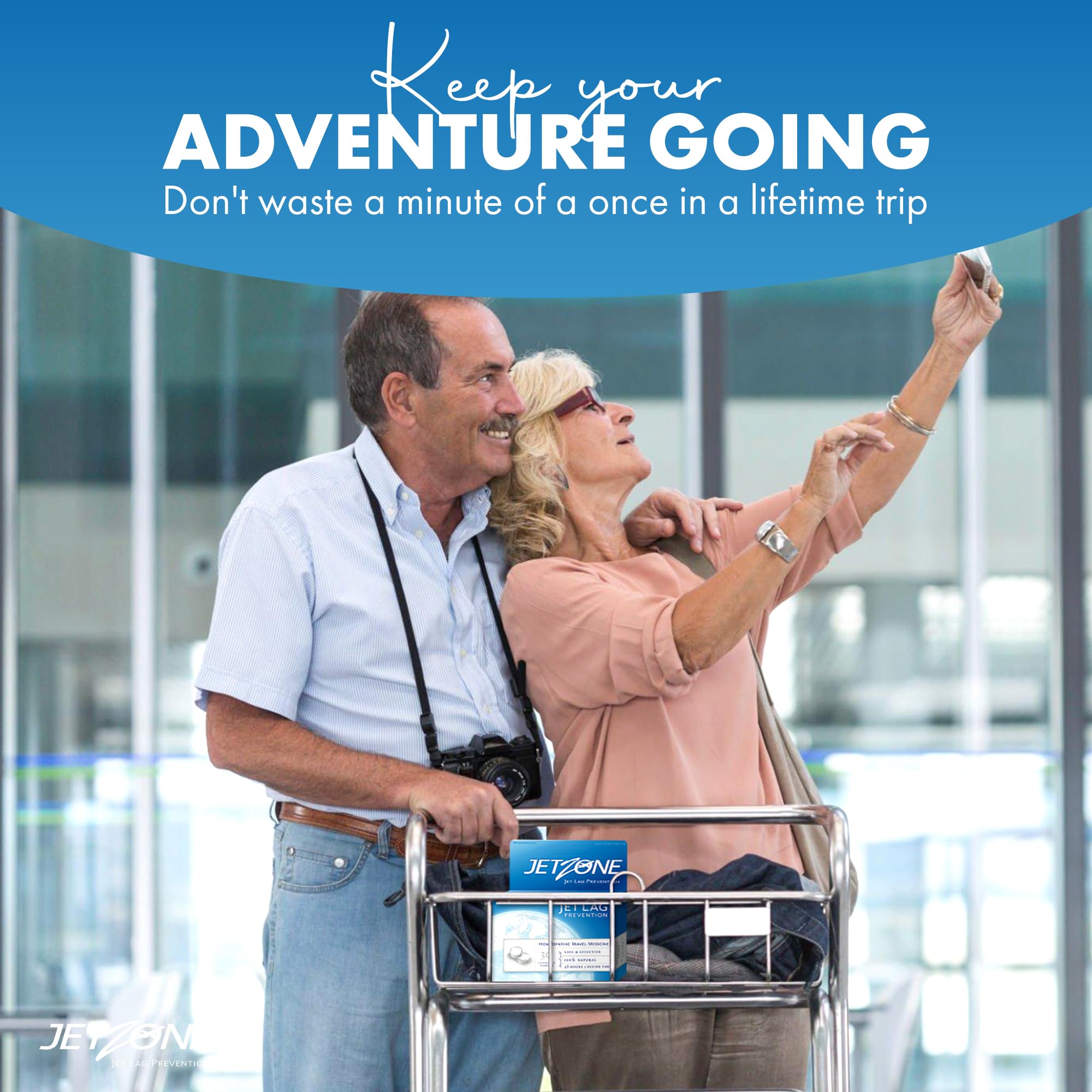 JetZone blister tablettes en emballage prêt pour voyage.