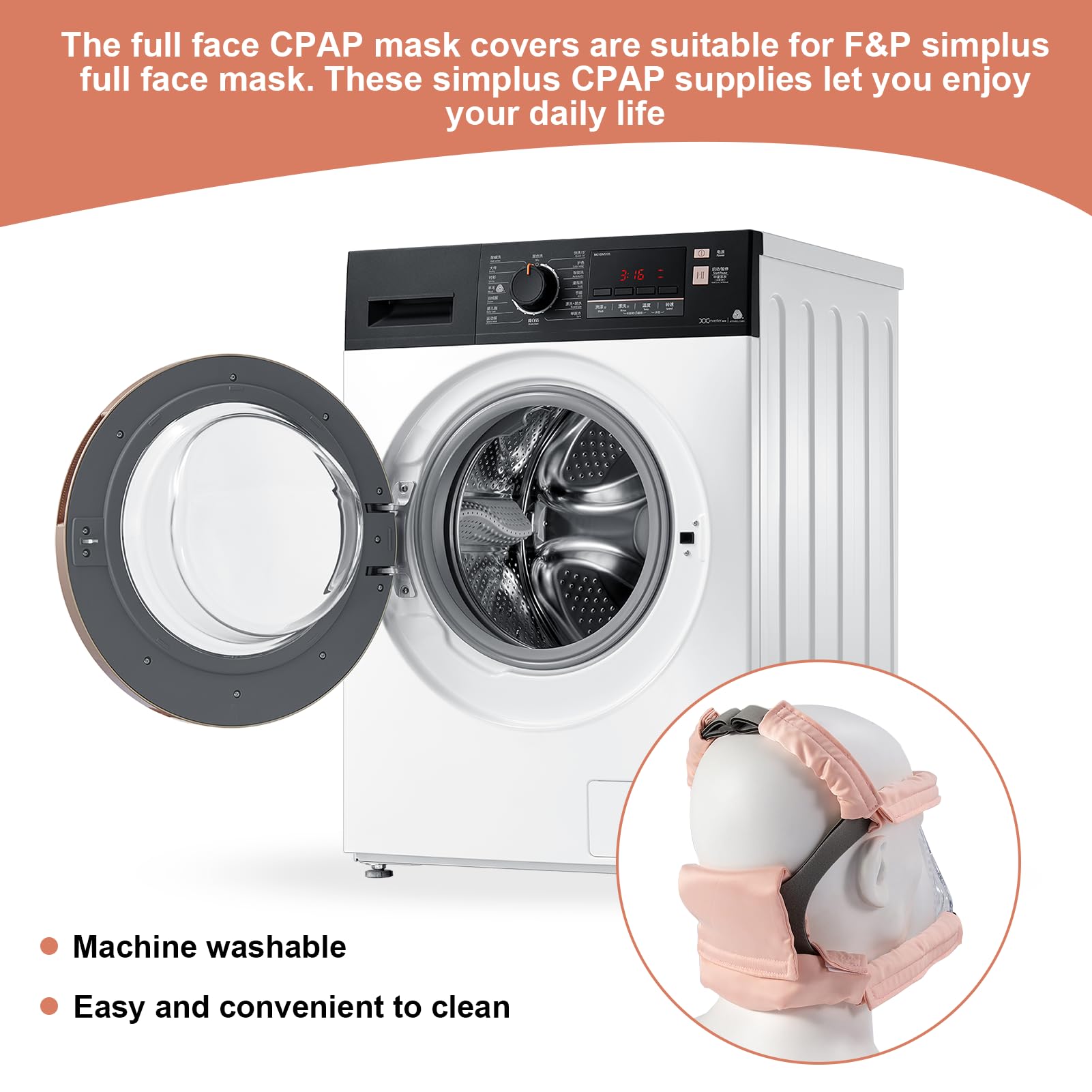 jfhnmlw ensemble 7 pieces cpap satin rose, kit polyvalent pour l’usage quotidien