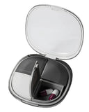 JHONE68 organiseur-pilules-portable à 4 compartiments noir, pratique pour voyager.