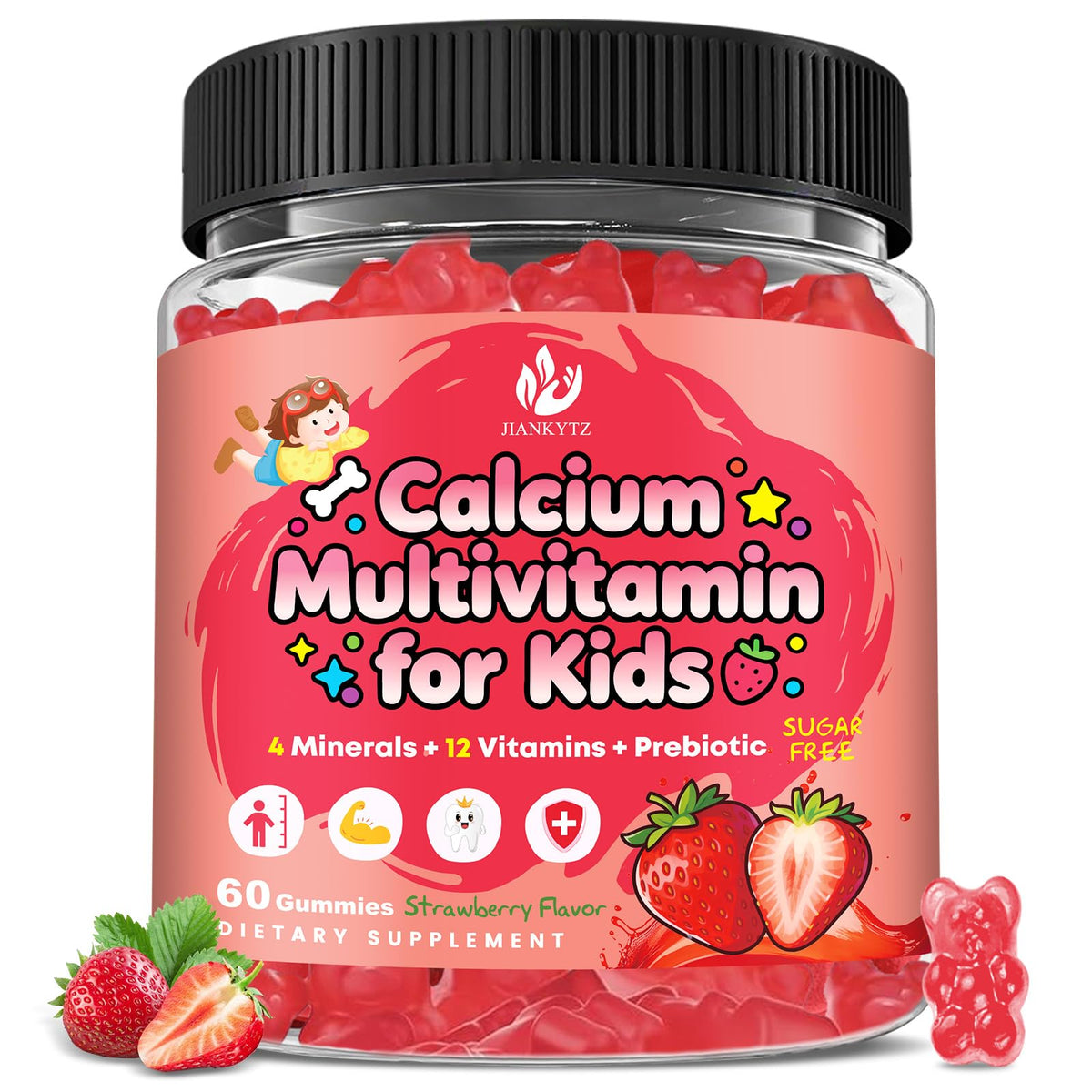 Jiankyztz bonbons sans sucre pour enfants favorisant le soutien osseux.
