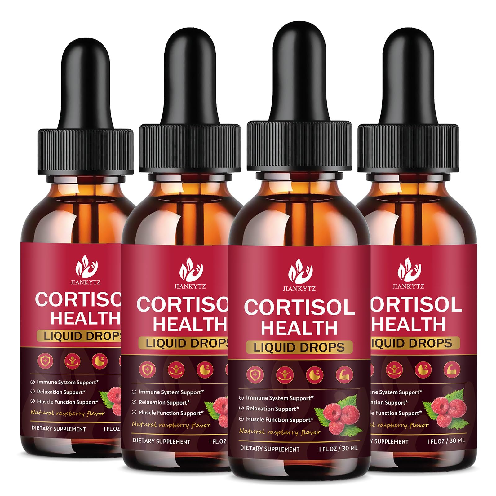 JIANKYTZ Cortisol Drops flacon framboise, soutien potentiel équilibre hormonal.
