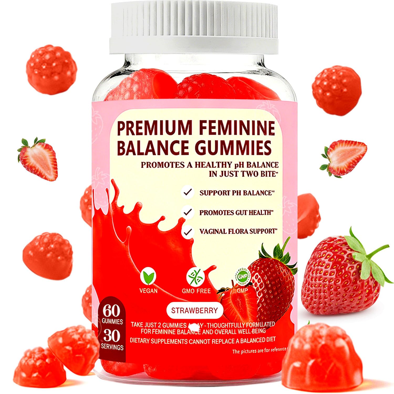 Gommes JianQ PH pour femmes dans la bouteille, soutien à l'équilibre intime.