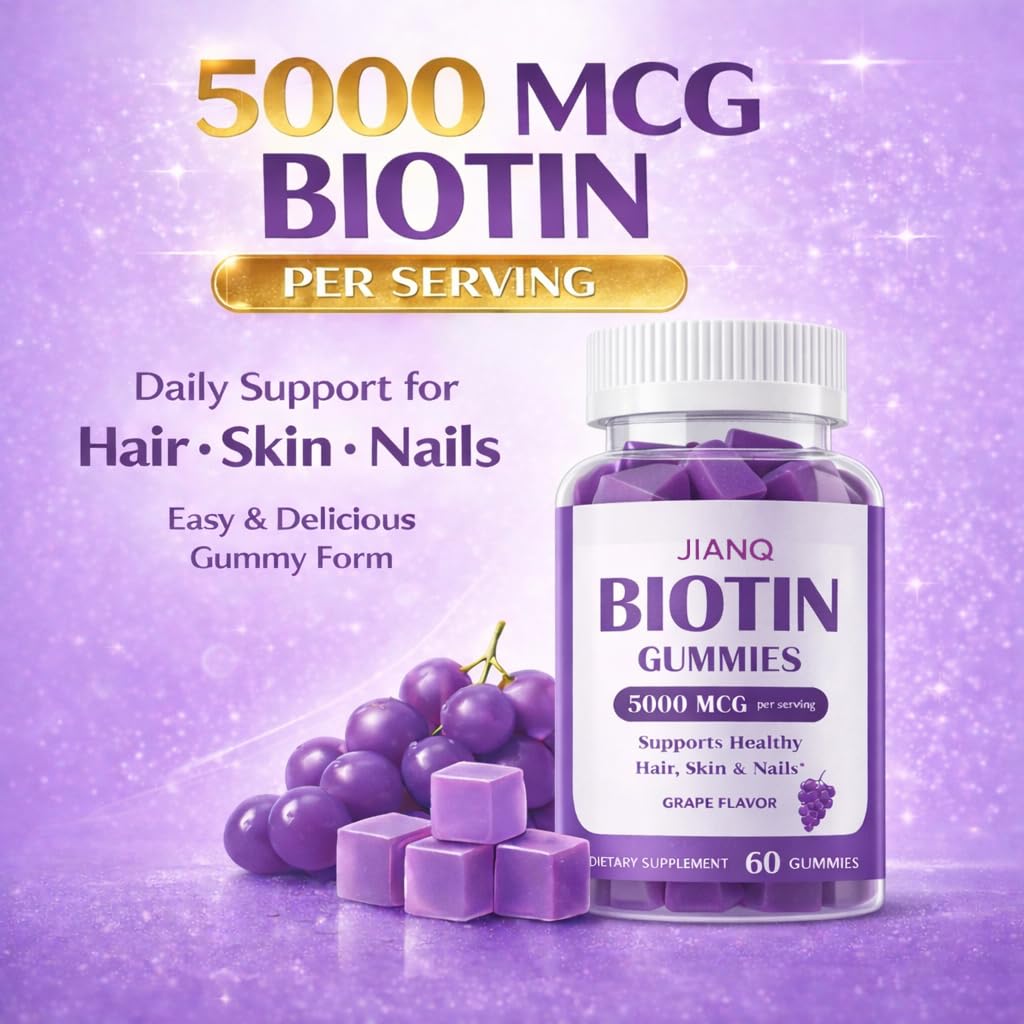 Gommes véganes JianQ Biotine: zinc et vitamine C pour beauté.