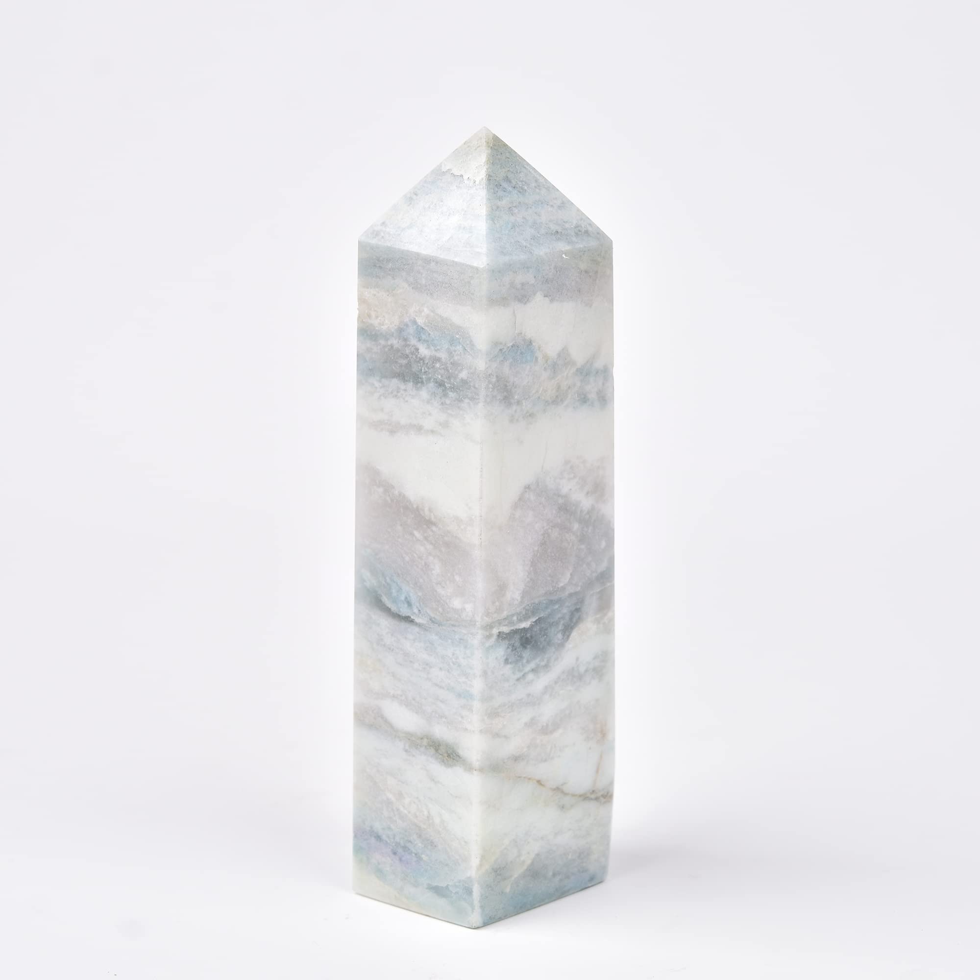 Bâton célestite JIC Gem avec aura bleue, idéal sur table de nuit