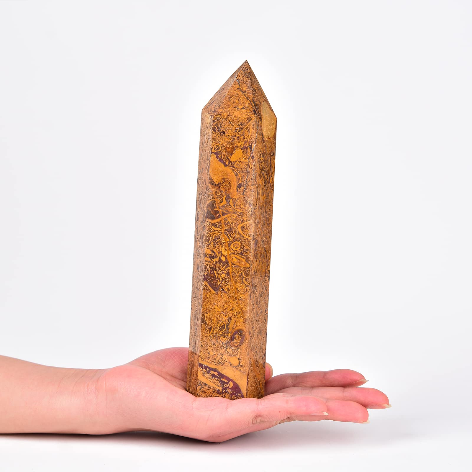 bâton cristal jade dore jic gem, parfait pour méditation.