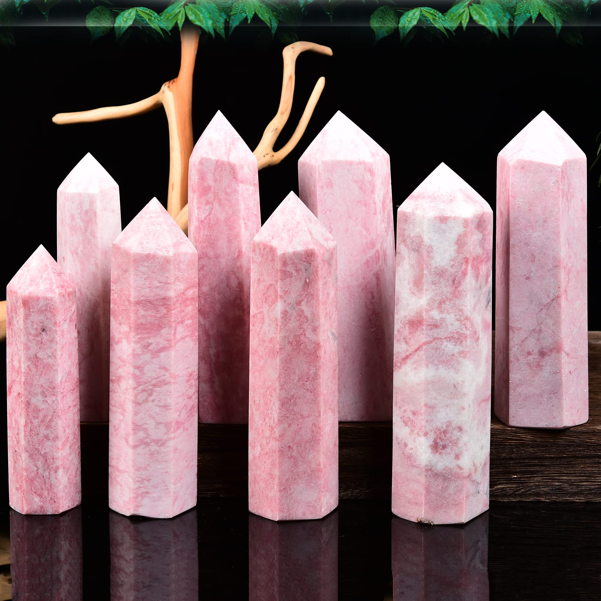 Bâton Pink Powder Opal JIC Gem sur bureau ou étagère.