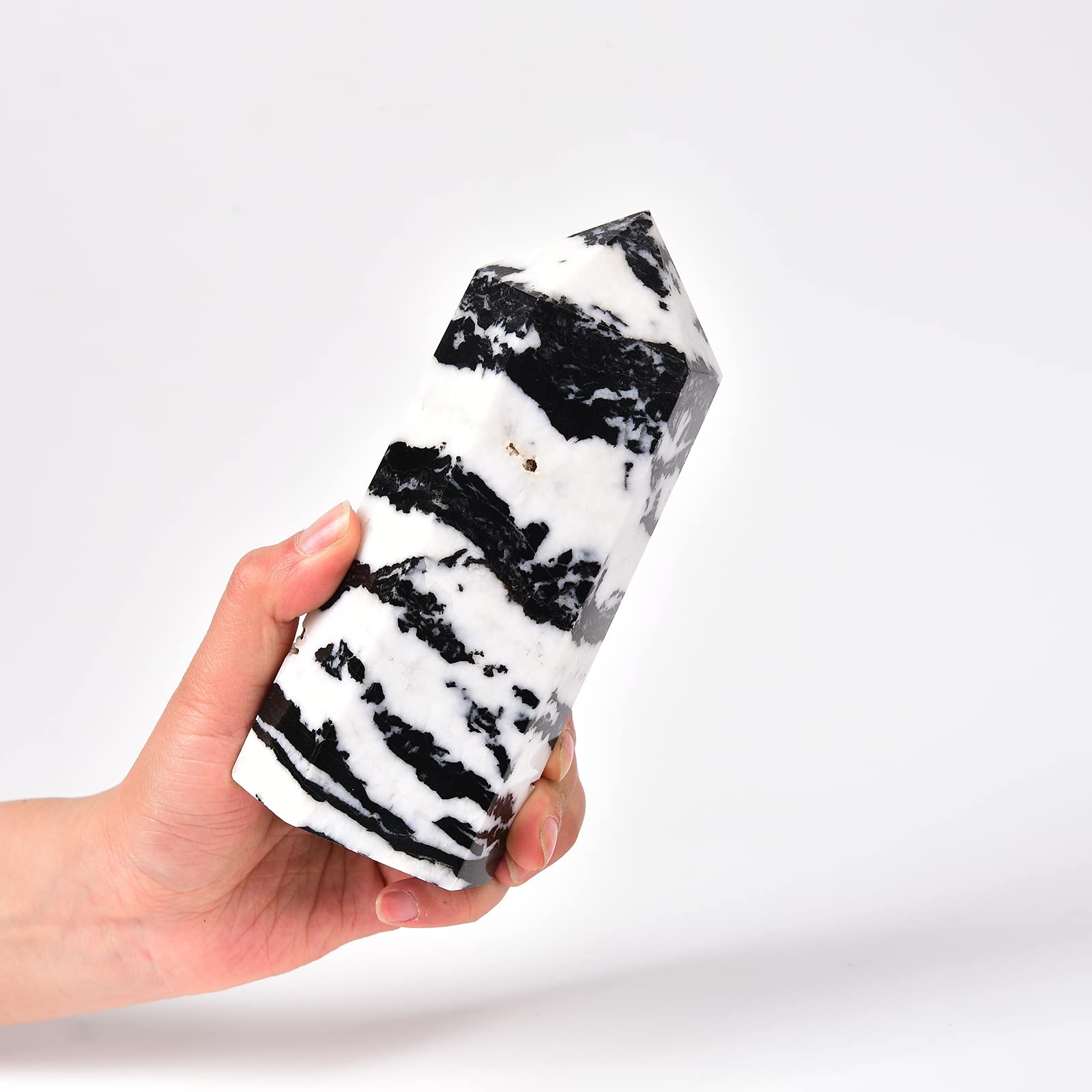 JIC Gem Baton Zebra Jasper noir, méditation et protection.