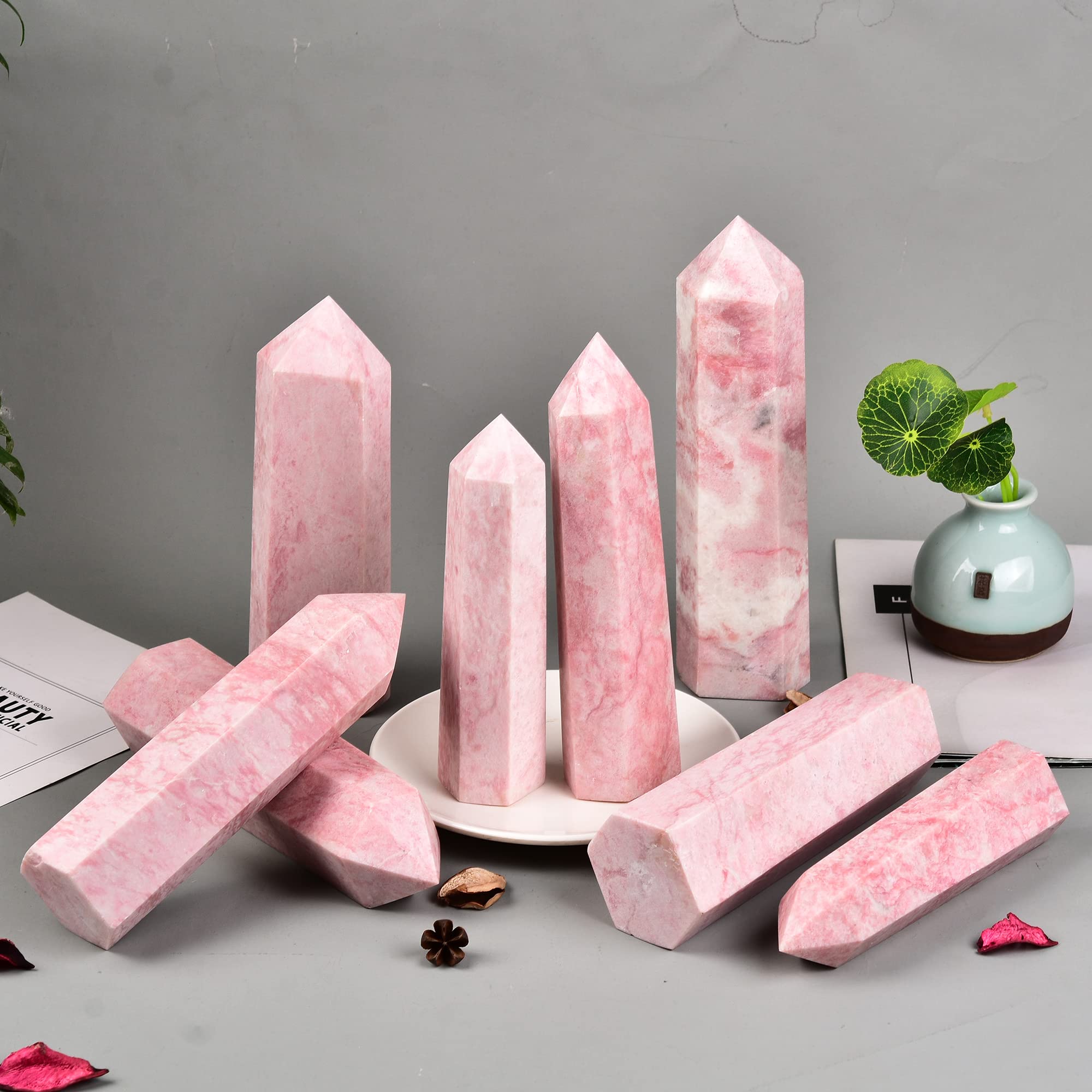 JIC Gem Cadeau pierre cristal rose, apprécié des passionnés de minéraux.