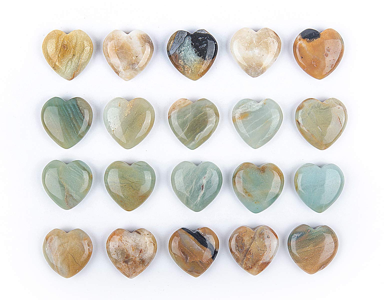 JIC Gem cœur amazonite face-1, apaise le stress et améliore la concentration.