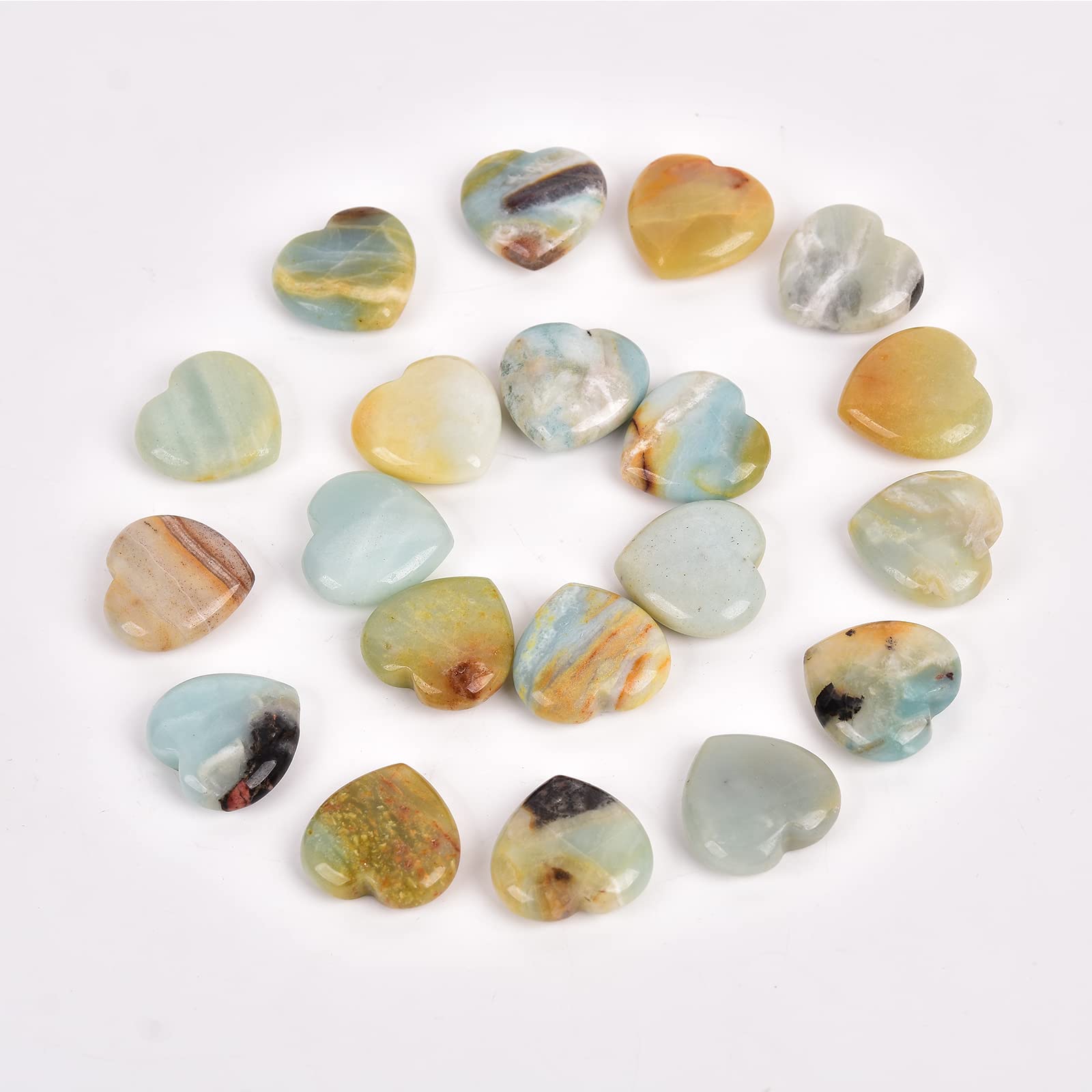 JIC Gem cœur amazonite face-2, pierre naturelle et couleur unique pour décoration zen.