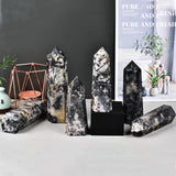 JIC Gem Collection tourmaline noir quartz blanc, pièce unique pour grid cristal et méditation.