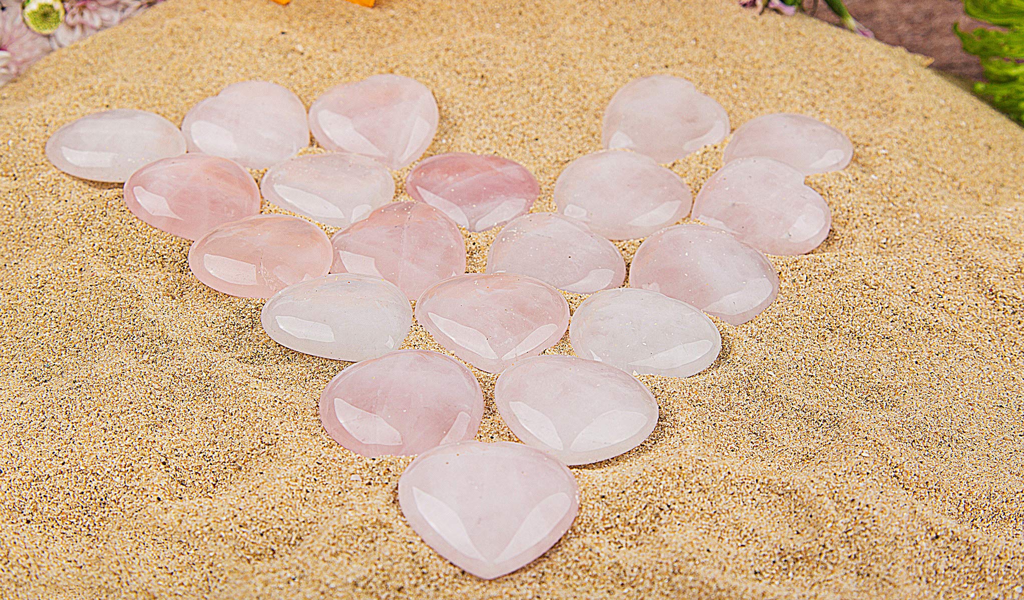 JIC Gem deco-coeurs-rose-quartz: décor apaisant pour espace.