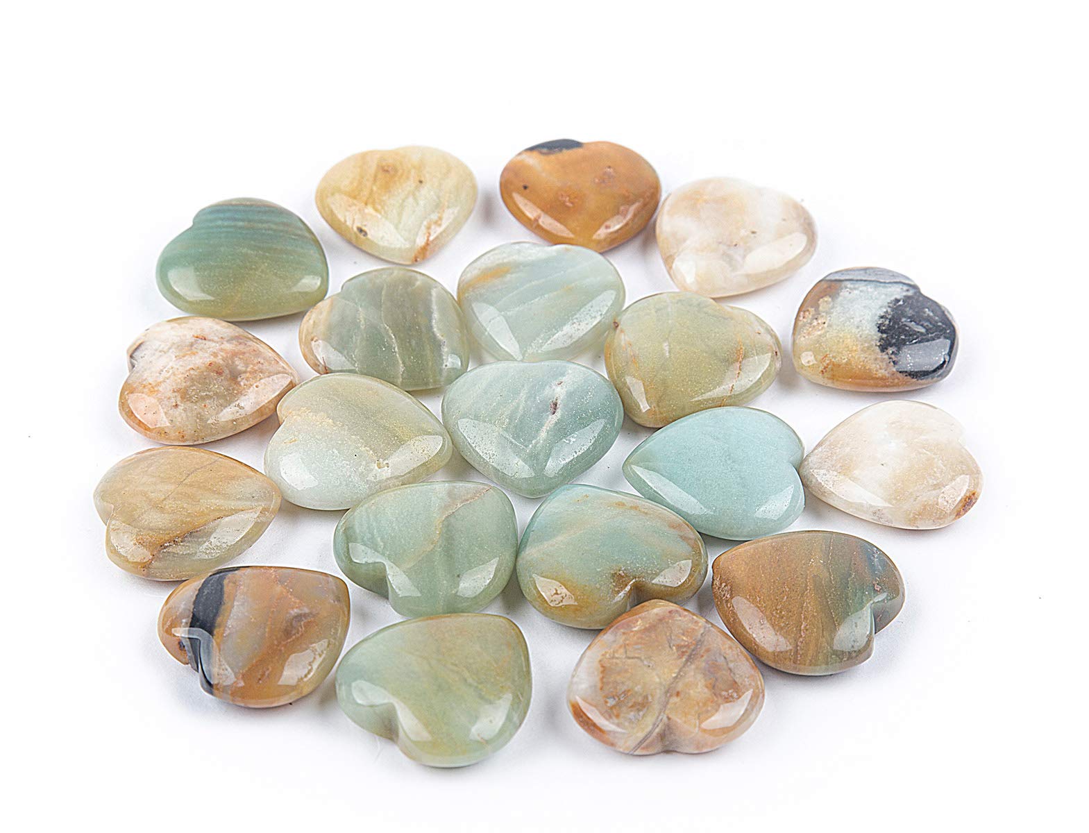 JIC Gem ensemble coeurs amazonite 30mm, parfait pour méditation et énergie positive.