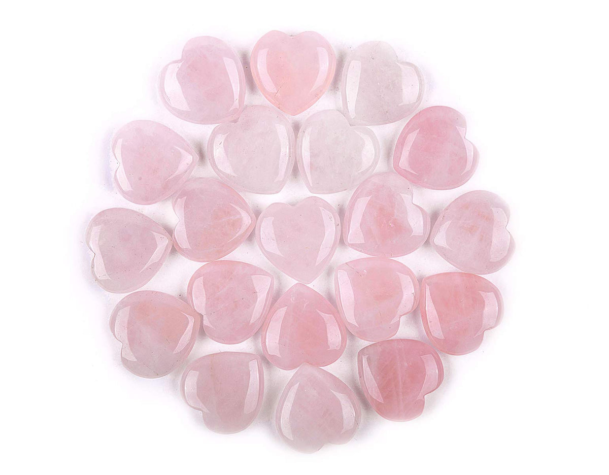 JIC Gem ensemble-coeurs-rose-quartz: énergie douce et harmonie.