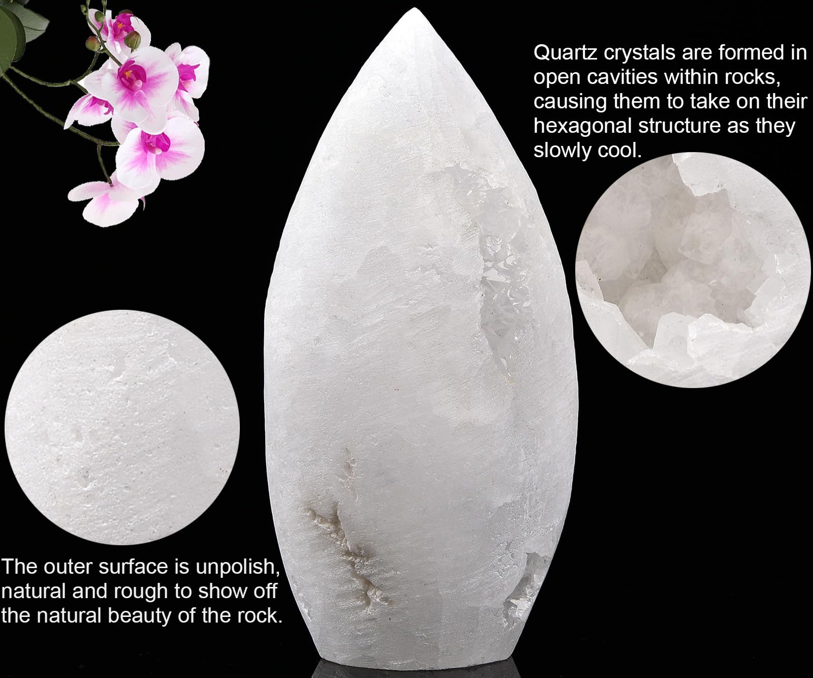 Géode quartz druzy JIC Gem prête Reiki et méditation.