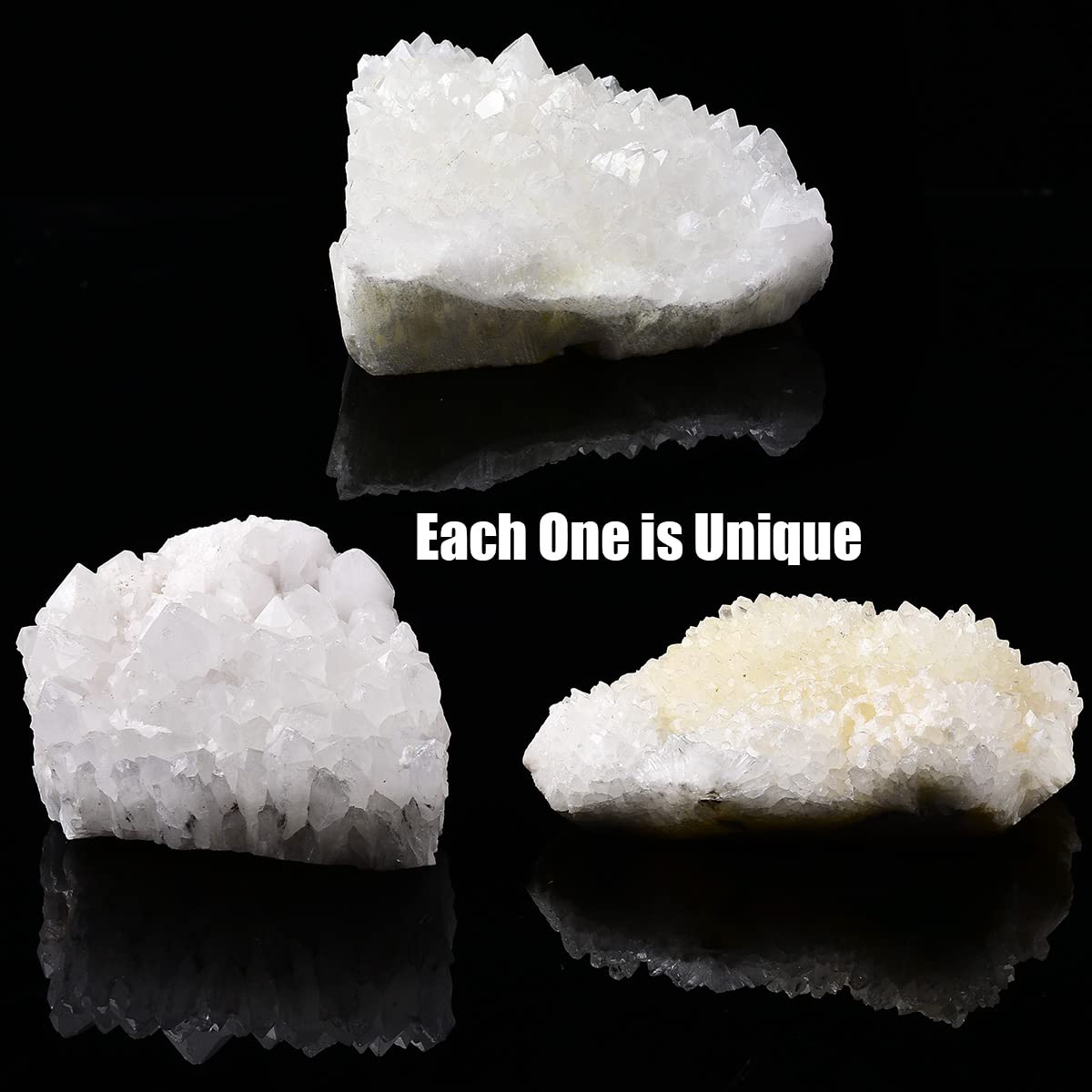 JIC Gem géode quartz clair, structure hexagonale pour concentration.