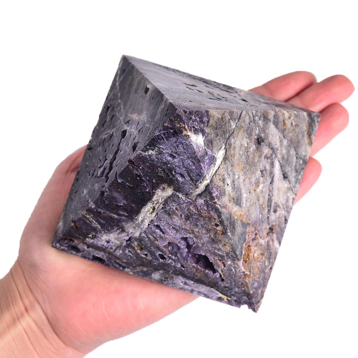 JIC Gem géode sphalérite violette, pyramide, décor et énergie au bureau