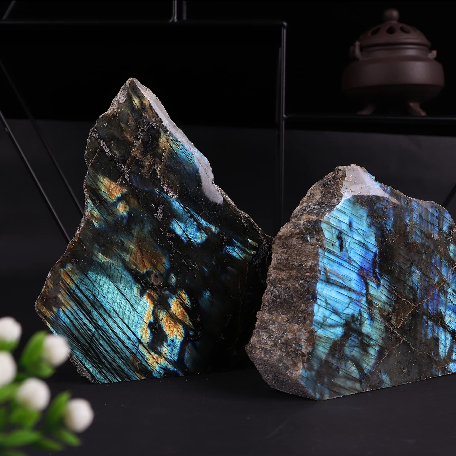 JIC Gem Labradorite énergie Reiki, favorise l'harmonie dans l'espace.