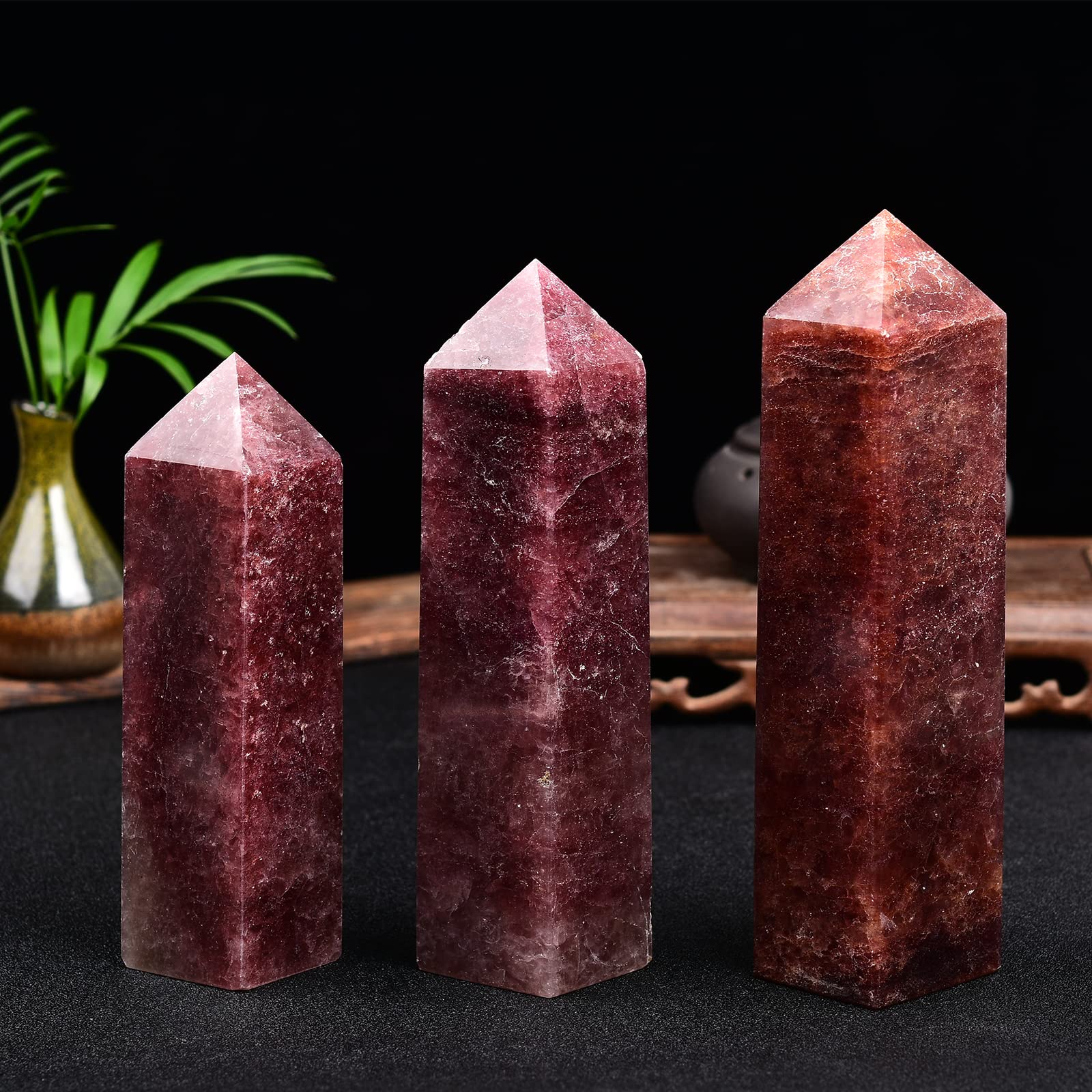 JIC Gem méditation cristal strawberry, soutien calme.