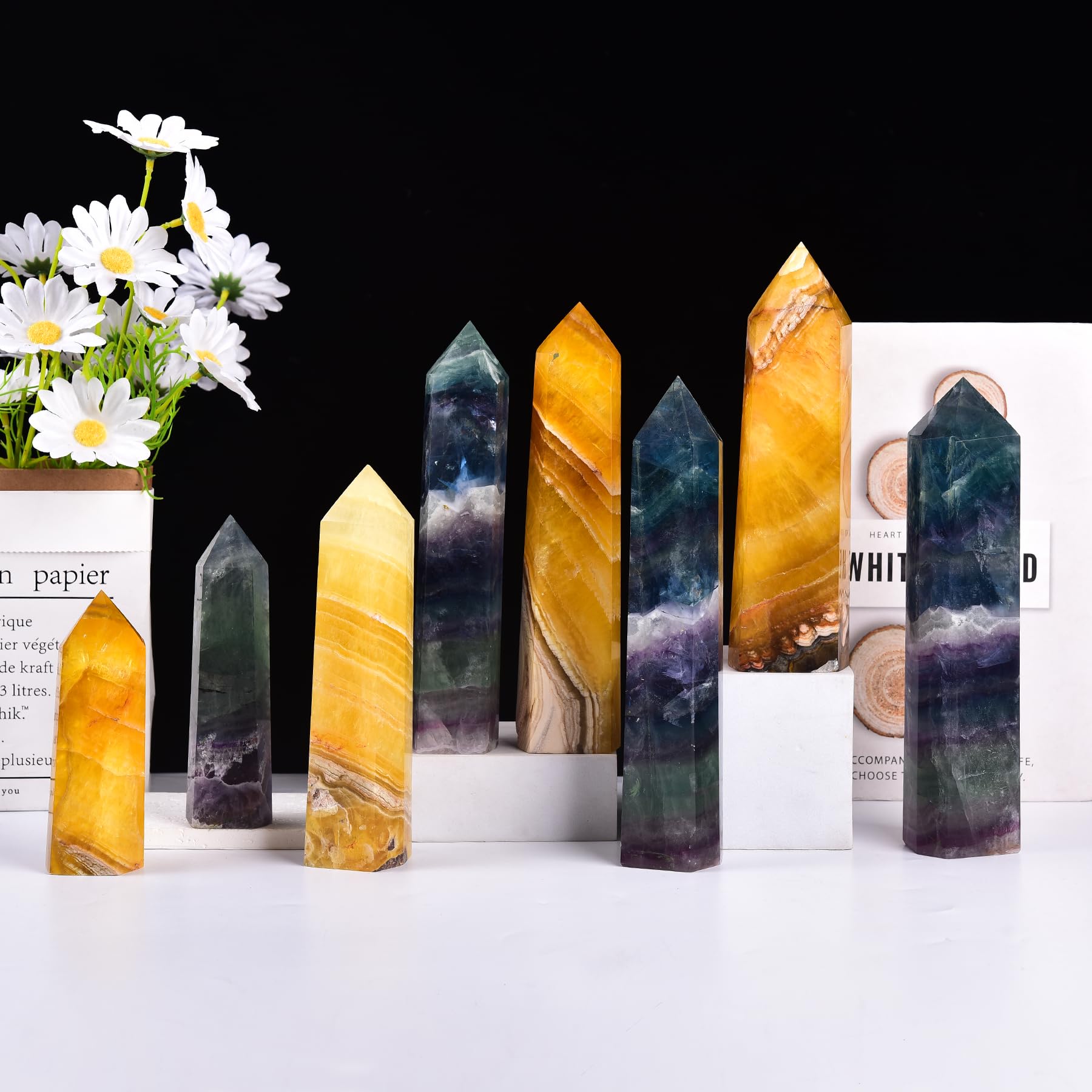 JIC Gem obélisque fluorite porte énergie et focus.