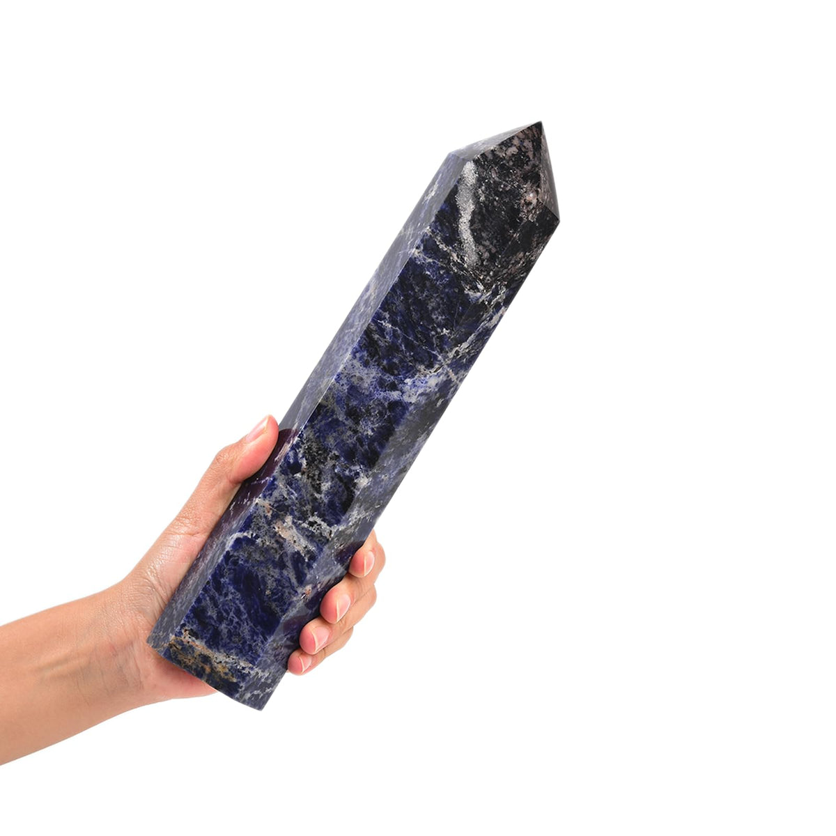 Obélisque sodalite bleue JIC Gem 6 facettes, focalisation et concentration