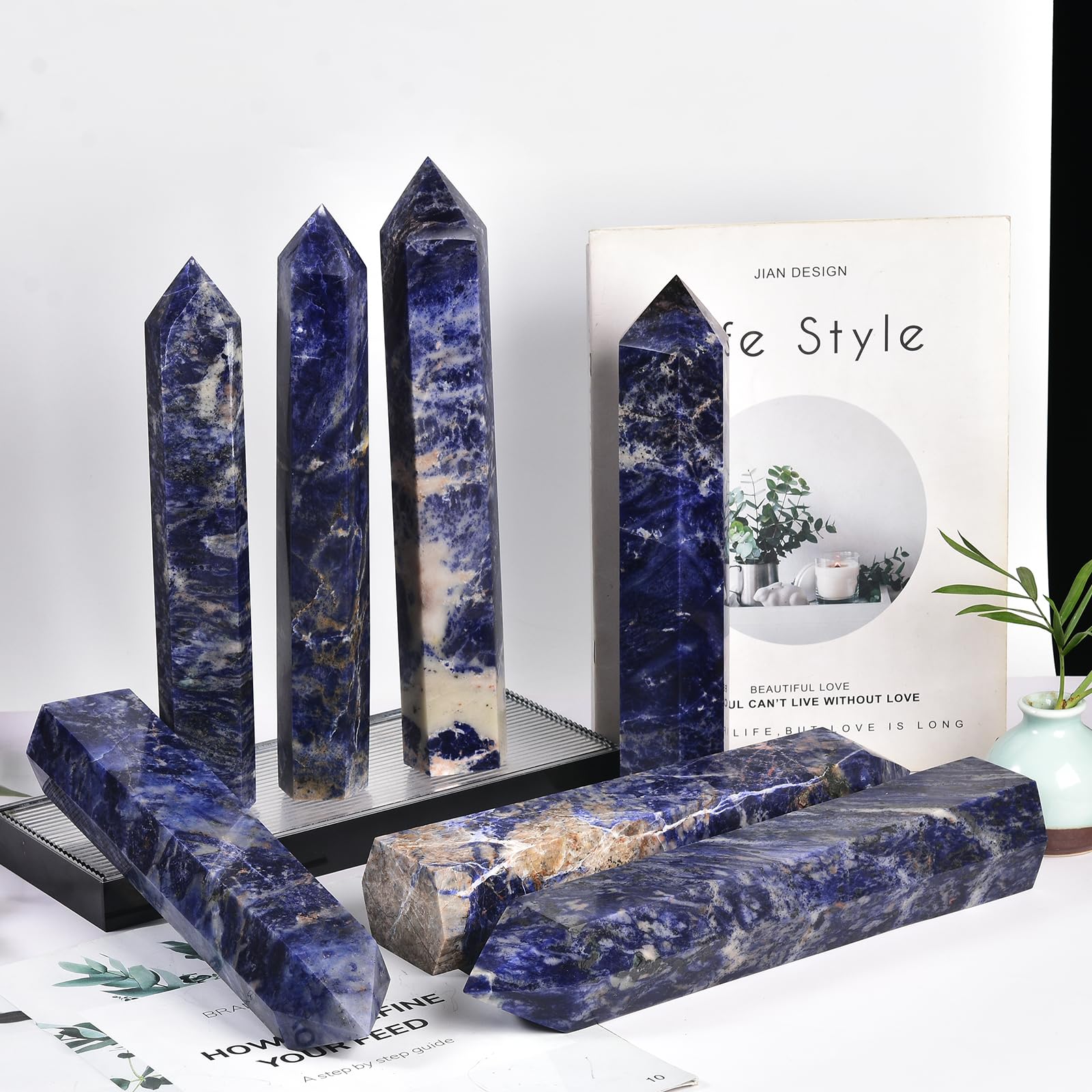 Obélisque sodalite bleue JIC Gem utile pour méditation et Reiki