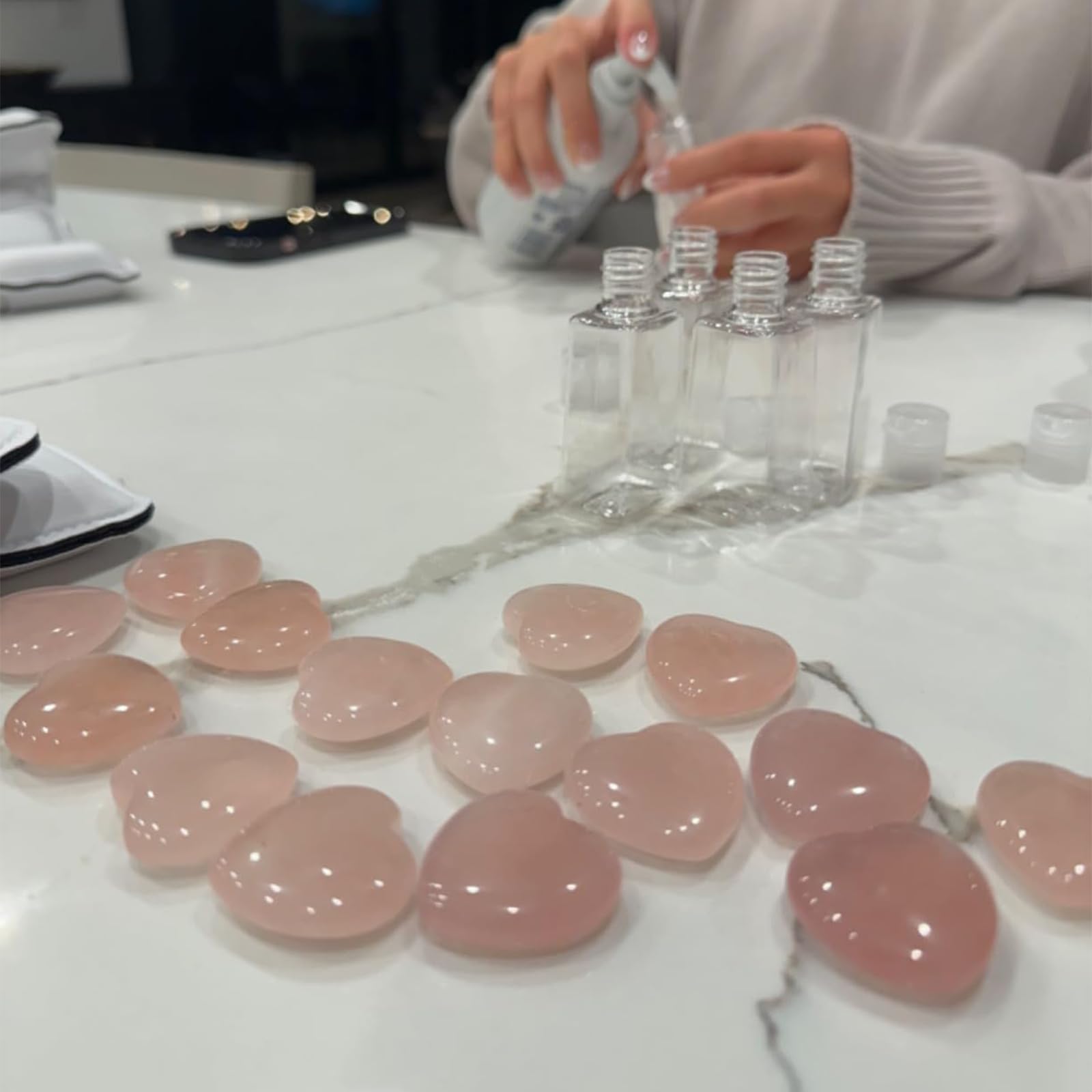 JIC Gem petites-pierres-coeurs-rose-quartz: parfait pour méditation.