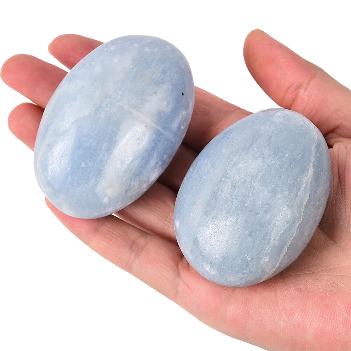 JIC Gem pierre palmier celestite bleue 2,5 pouces pour relaxation et méditation