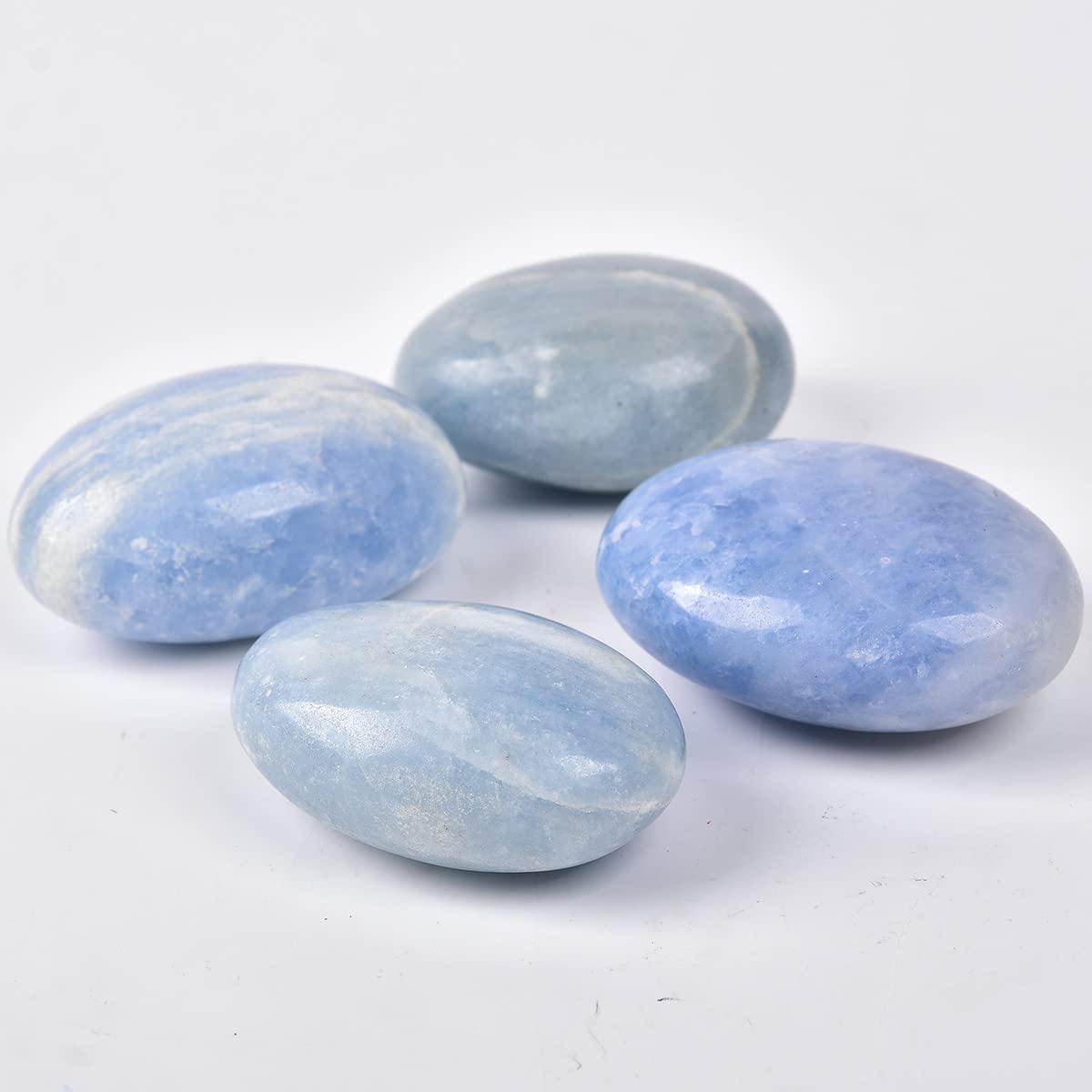 JIC Gem pierre palmier celestite bleue énergie vers le cœur