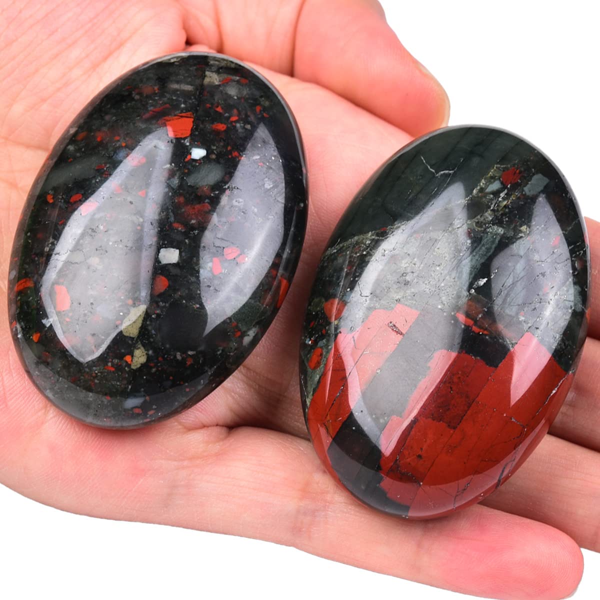 JIC Gem – pierre-paume Afrique Bloodstone ovale 60 mm pour méditation et centrage
