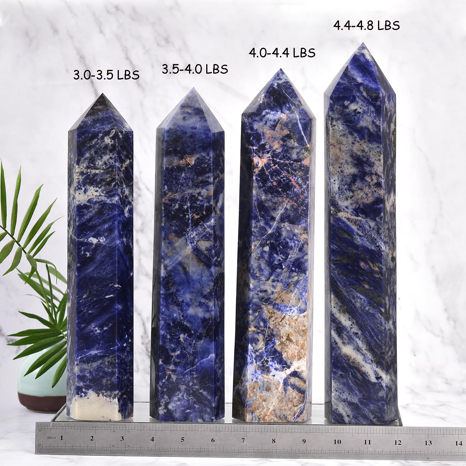 JIC Gem pointe de cristal sodalite bleu, adaptée au Reiki et à la méditation guidée.