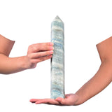 JIC Gem pointe cristal trolleite bleu détail pour méditation sereine