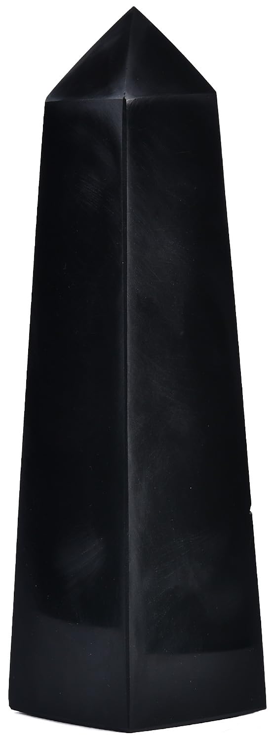 Pointe obsidienne noire à 4 faces par JIC Gem, idéale pour méditation et grid énergétique.