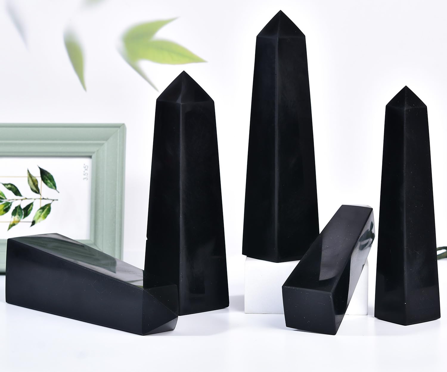 JIC Gem grande pointe obsidienne noire, hauteur environ 15–20 cm pour pratique