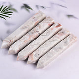Pointe en quartz rose JIC Gem, pièce décorative favorisant l'équilibre émotionnel et bien-être.