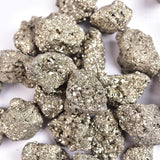 JIC Gem Pyrite – sachet en jute et pierres brutes pour décoration.