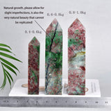 JIC Gem quartz fraise rouge et vert obelisque: pièce naturelle unique pour collectionneurs.