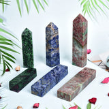 JIC Gem quartz fraise rouge et vert obelisque: pièce naturelle et unique, légère imperfection possible.