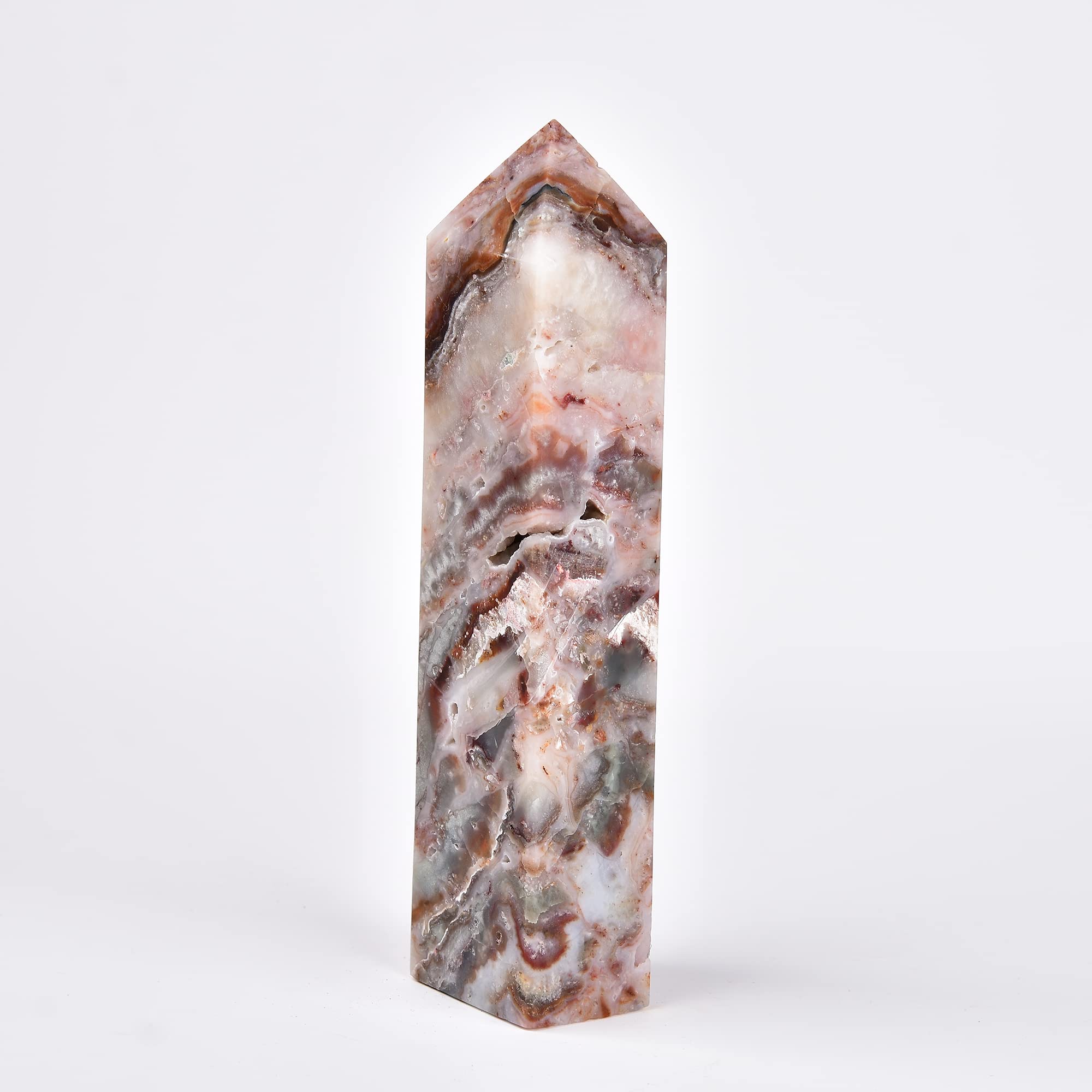 JIC Gem tour en agate rayée naturel, soutient la concentration pendant la méditation.